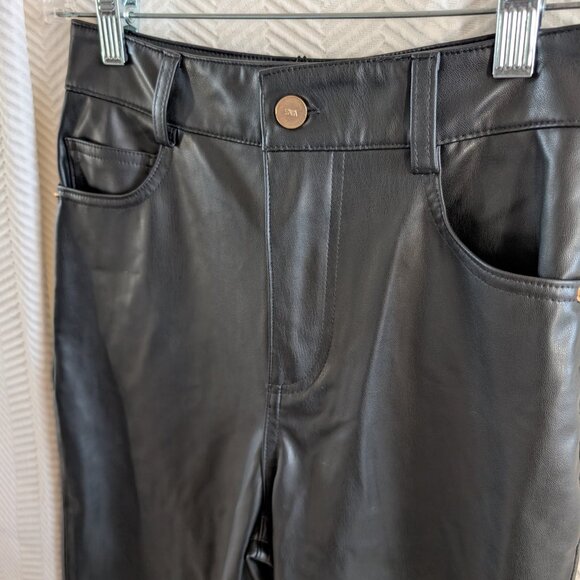 Zara NWT Faux Leather Pants High Waist Gold Hardware Size 2 - Picture 4 of 11